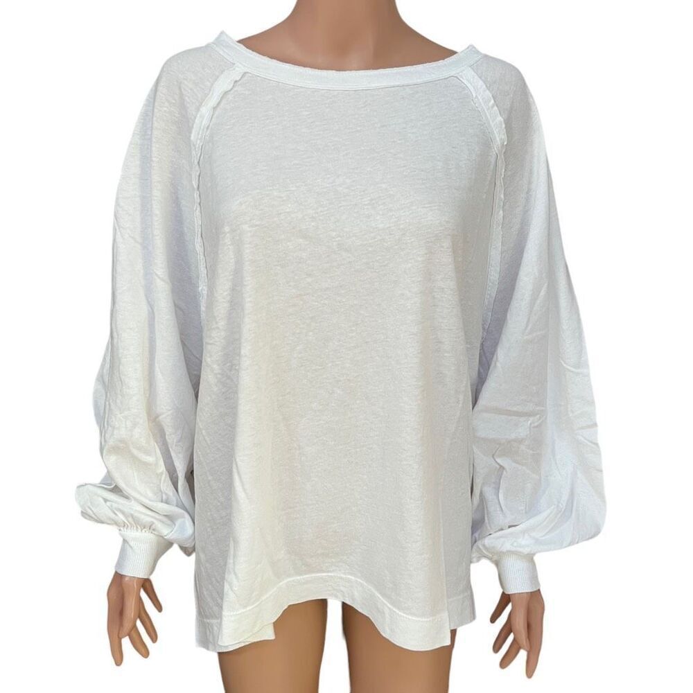 Free People Shes Everything oversized top in white size M NWT - Picture 3 of 5